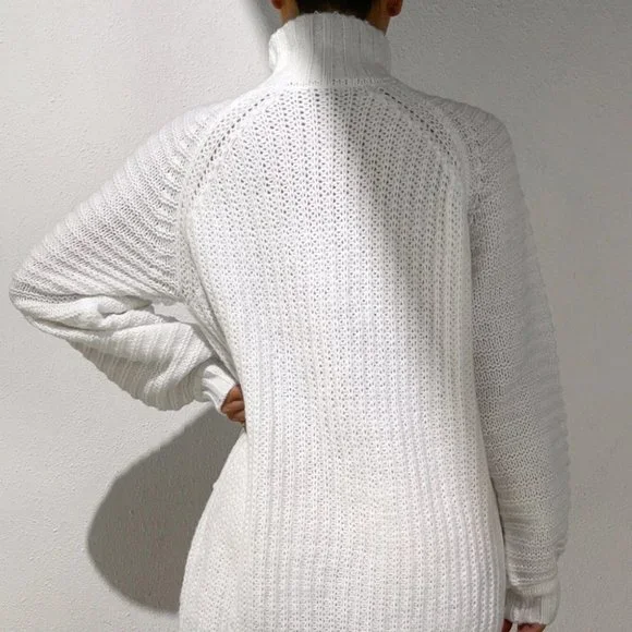 Womens White Sweater Dress - Picture 3 of 6